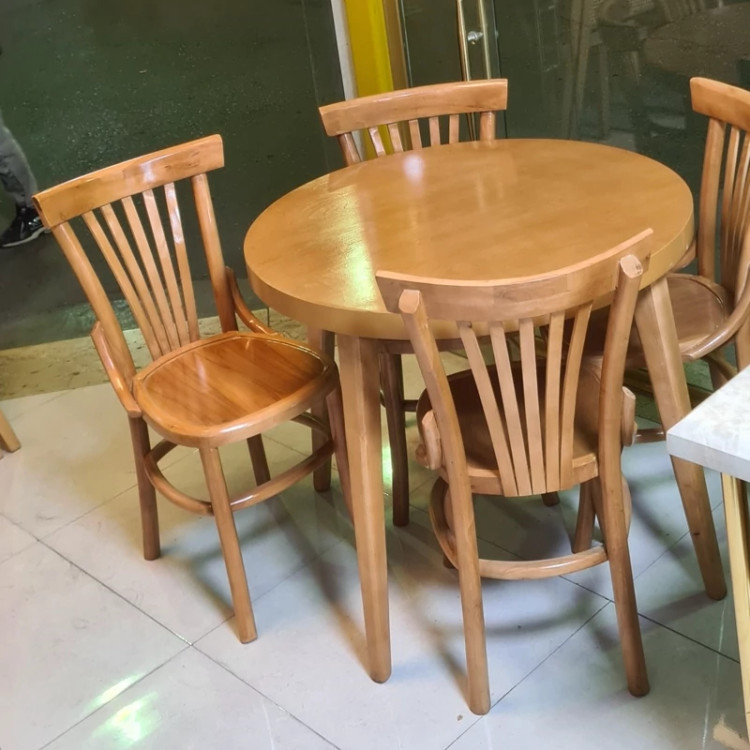 میز ناهار خوری 4نفره مدل لهستانی فندقی روشن پسکرایه