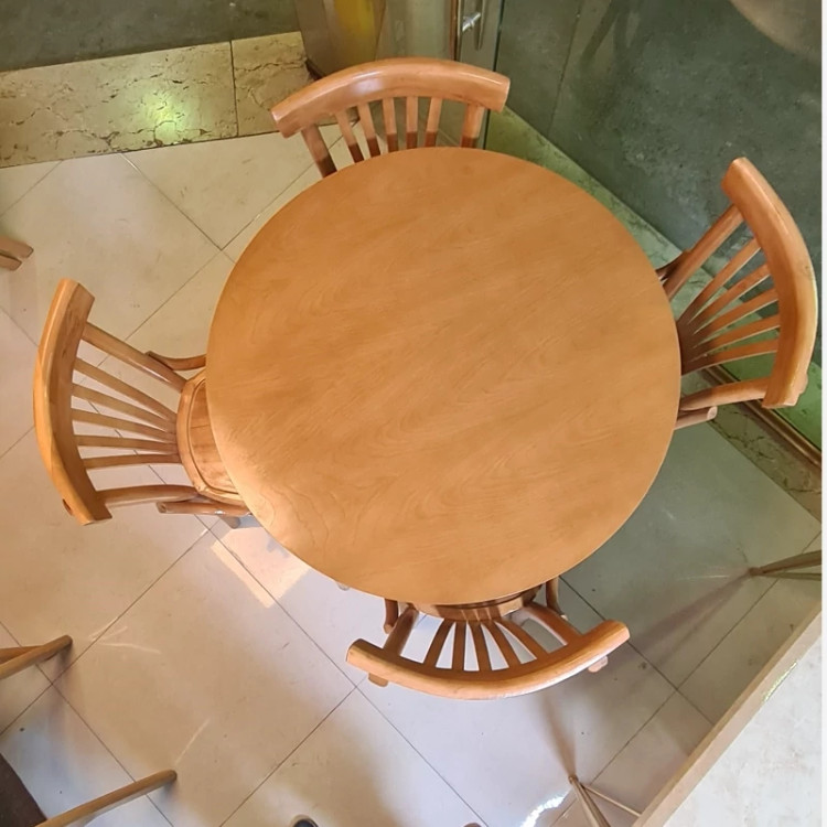 میز ناهار خوری 4نفره مدل لهستانی فندقی روشن پسکرایه