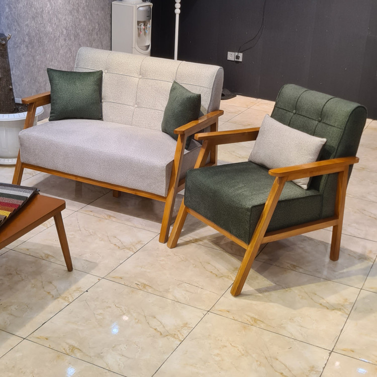 مبلمان 7 نفره مدل زیبای دسته چوبی پسکرایه